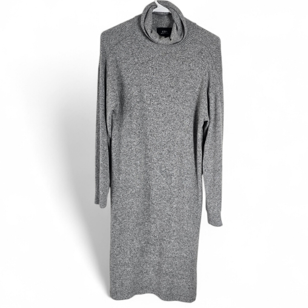 Anthropologie COA Stretch Knit Cowlneck Sweater Dress XS Gray Soft Cozy